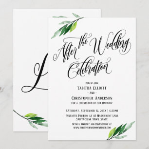 Invitación Después de la celebración Boda Script and Greenery