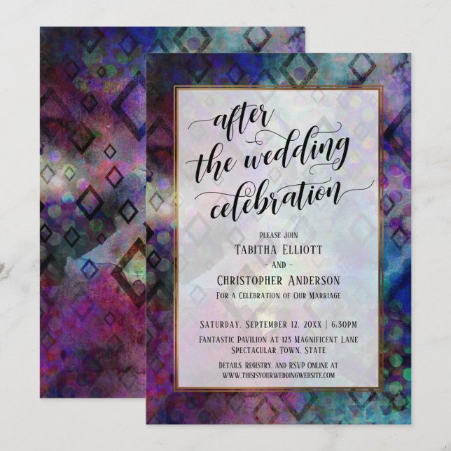 Invitación Después de la Celebración de Boda Abstracto con Do (Anverso / Reverso)