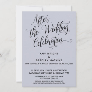 Invitación Después de la Celebración de Boda Elegante Azul Po