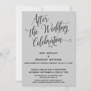Invitación Después de la Celebración de Boda Elegante Gris Cl