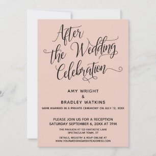 Invitación Después de la Celebración de Boda Elegante Rosa Ru