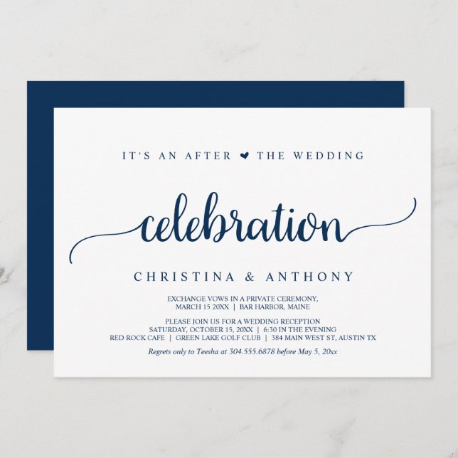 Invitación Después de la Celebración de Boda, Elopamiento Rús (Anverso / Reverso)