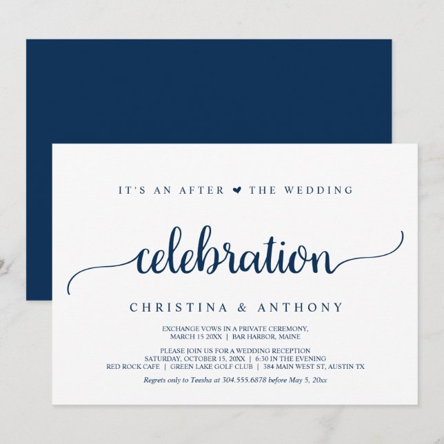 Invitación Después de la Celebración de Boda, Elopement Rústi (Anverso / Reverso)