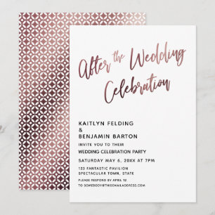 Invitación Después de la Celebración de Boda Recepción de Oro