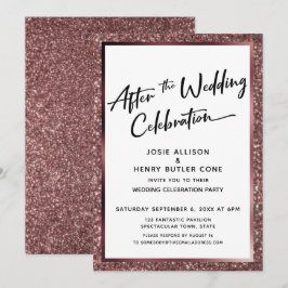 Invitación Después de la Celebración de la Boda Brillo Dorado