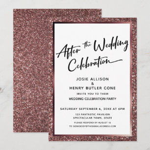 Invitación Después de la Celebración de la Boda Brillo Dorado