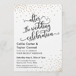 Invitación Después de la Celebración de la Boda Confeti Dorad