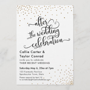 Invitación Después de la Celebración de la Boda Confeti Dorad