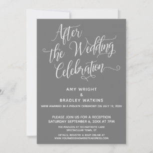 Invitación Después de la Celebración de la Boda Elegante Gris