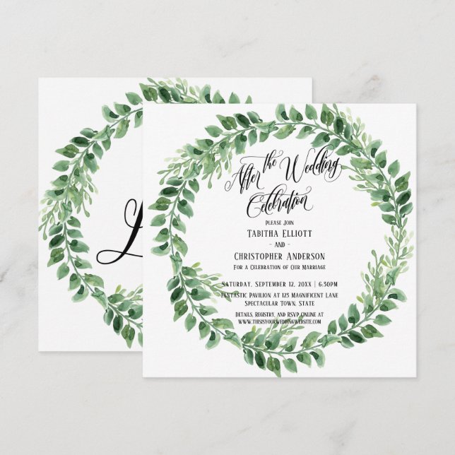 Invitación Después de la Celebración de la Boda Recepción Úni (Anverso / Reverso)