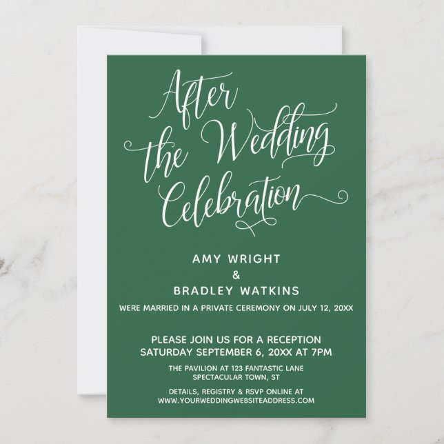 Invitación Después de la Celebración de la Boda Simple Hoja V (Anverso)