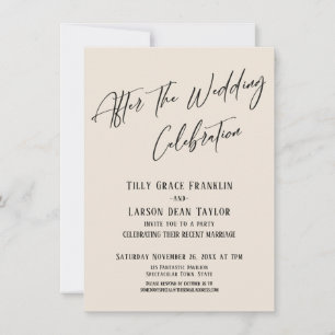 Invitación Después de la celebración del Boda Crema simple y