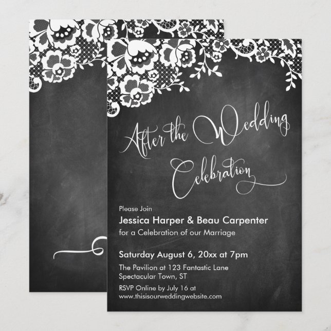 Invitación Después de la celebración del Boda guión de Chalkb (Anverso / Reverso)