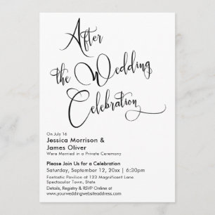 Invitación Después de la celebración del Boda, guión en blanc