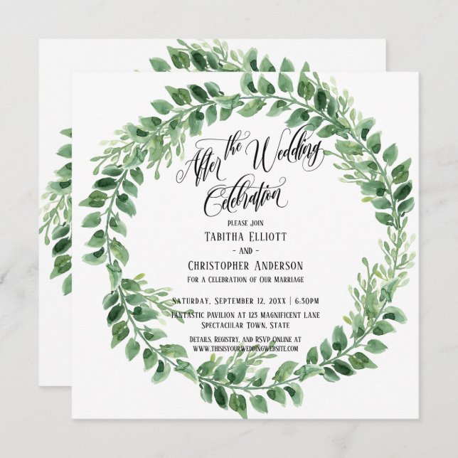 Invitación Después de la celebración del Boda, la recepción v (Anverso / Reverso)