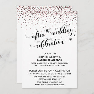 Invitación Después de la celebración del Boda Rosa Confetti d