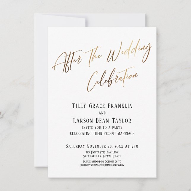 Invitación Después de la celebración del Boda, simple acento  (Anverso)
