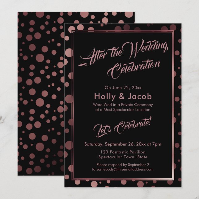 Invitación Después de la celebración del Boda, Subió las burb (Anverso / Reverso)