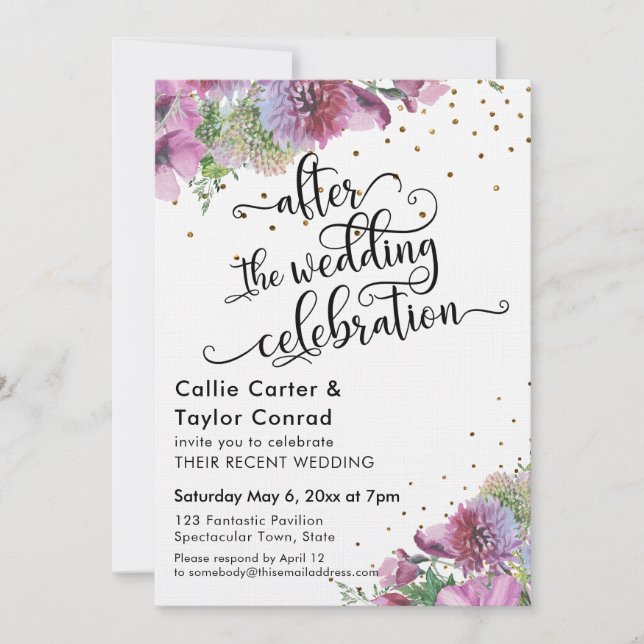 Invitación Después de la celebración del Boda Wildflower Conf (Anverso)