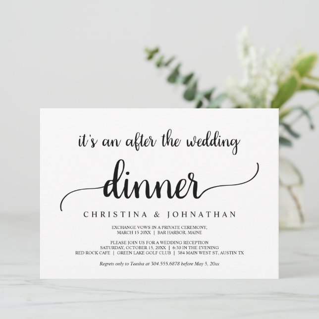 Invitación Después de la cena boda, la modernidad del elector (Anverso de pie)