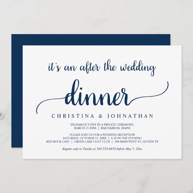 Invitación Después de la cena boda, la modernidad del elector (Anverso / Reverso)