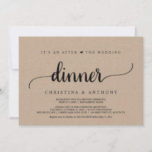 Invitación Después de la cena de bodas, Elopement rústico Kra