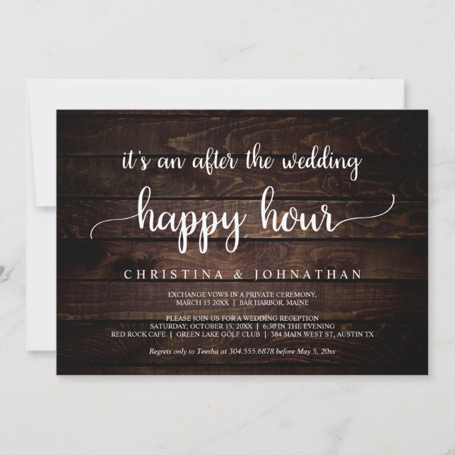 Invitación Después de la hora feliz de la boda, Elopement rús (Anverso)