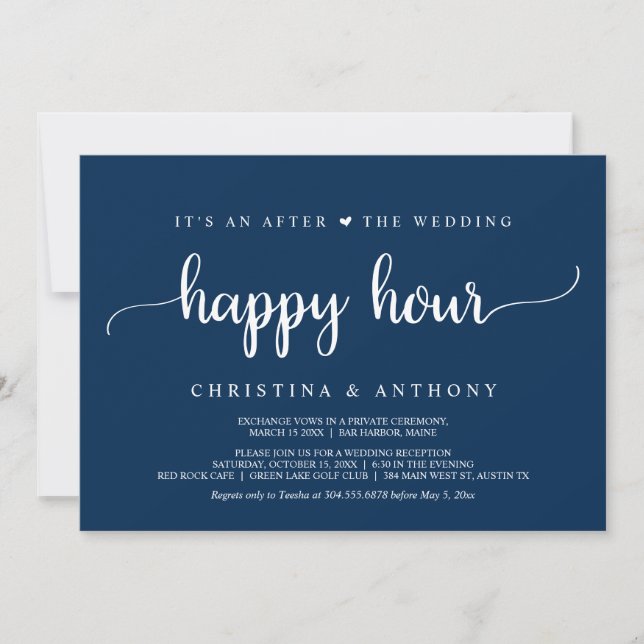 Invitación Después de la hora feliz de la boda, Inv de Elopem (Anverso)