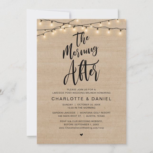 Invitación Después de la mañana, Boda Brunch (Anverso)