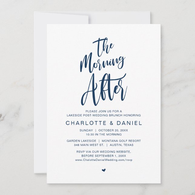 Invitación Después de la mañana, Boda Brunch (Anverso)