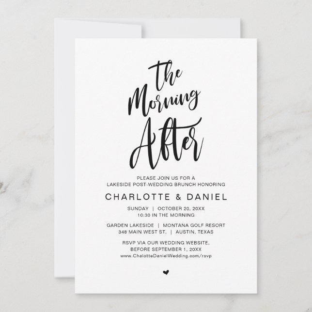 Invitación Después de la mañana, Boda Brunch (Anverso)