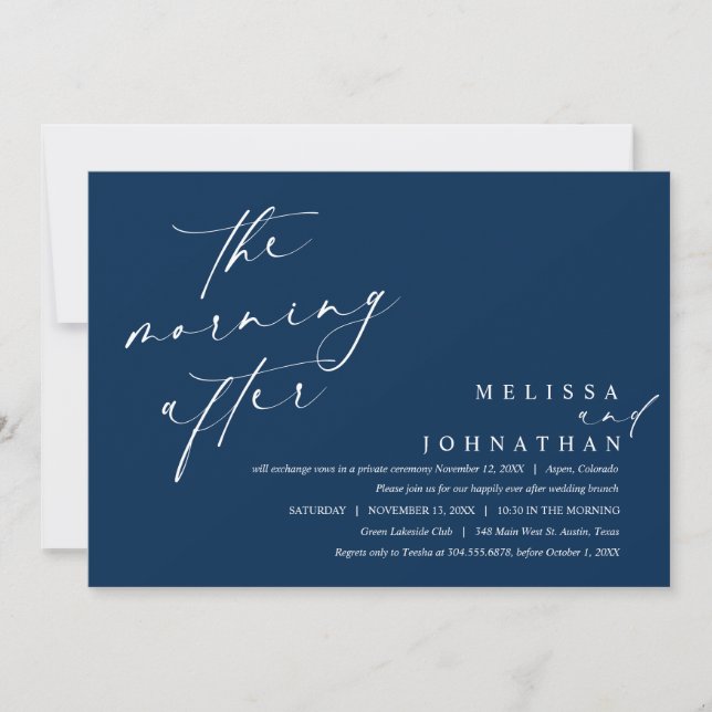 Invitación Después de la mañana, Boda Brunch (Anverso)
