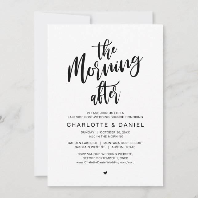 Invitación Después de la mañana, Boda Brunch (Anverso)