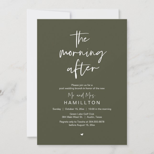 Invitación Después de la mañana, Boda Brunch (Anverso)