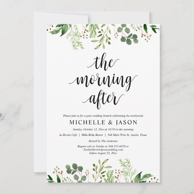 Invitación Después de la mañana, el Boda del Green Post Brunc (Anverso)
