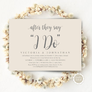 Invitación Después de que dicen que lo hago, Boda Elopement D