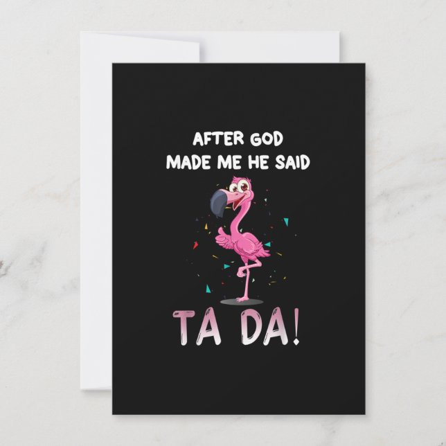 Invitación Después De Que Dios Me Hizo Dijo Ta Da, Funny Flam (Anverso)