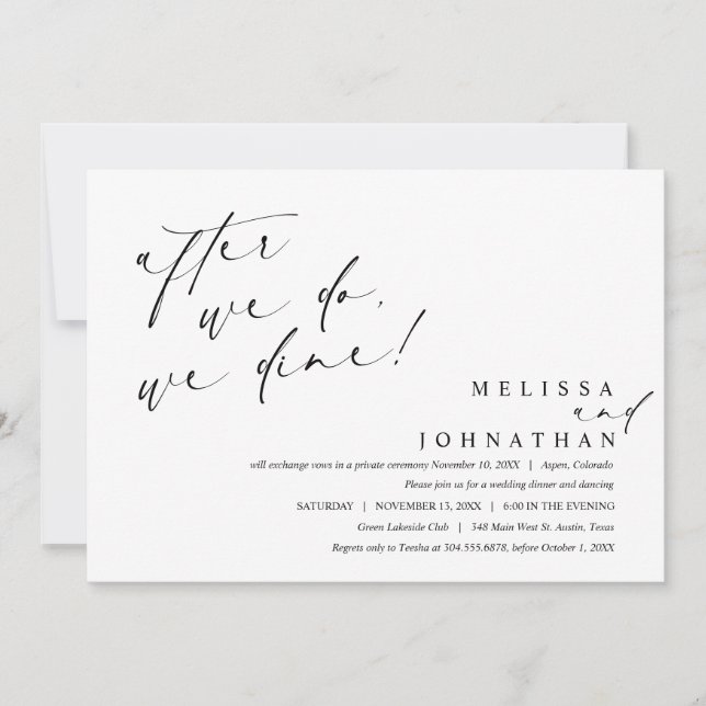 Invitación Después de que lo hagamos, cenamos, elopación boda (Anverso)