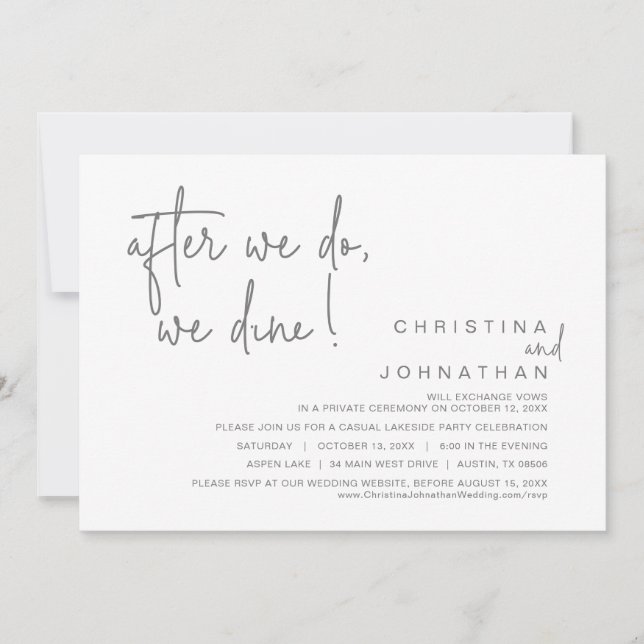 Invitación Después De Que Lo Hagamos, Nosotros Cenamos, Boda  (Anverso)