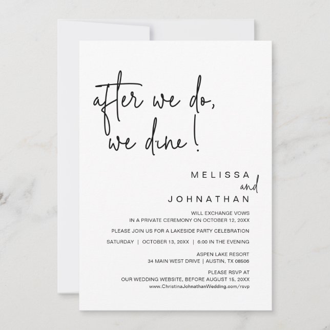 Invitación Después De Que Lo Hagamos, Nosotros Cogemos, Boda  (Anverso)