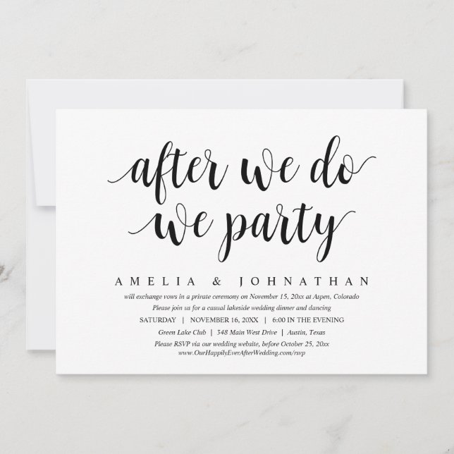 Invitación Después De Que Lo Hagamos, Nosotros, Fiesta, Boda  (Anverso)