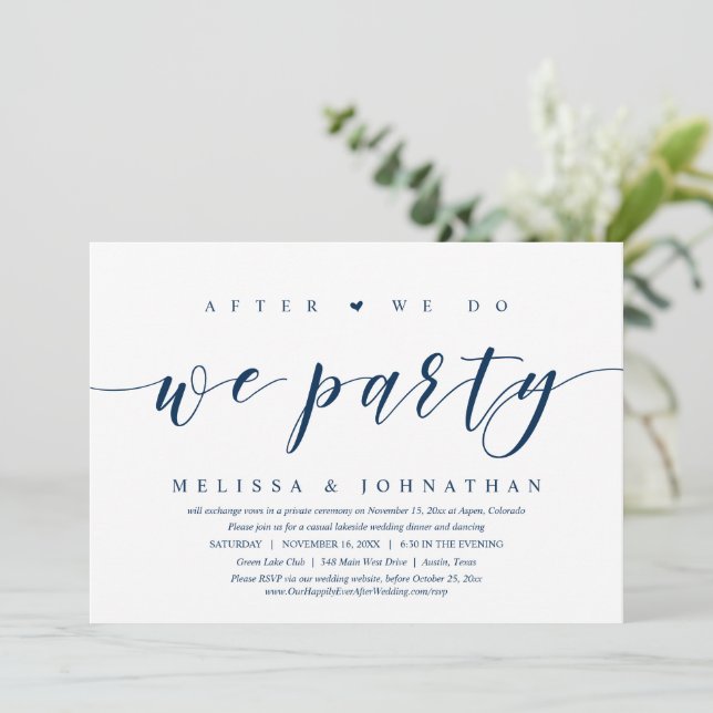 Invitación Después De Que Lo Hagamos, Nosotros, Fiesta, Boda  (Anverso de pie)