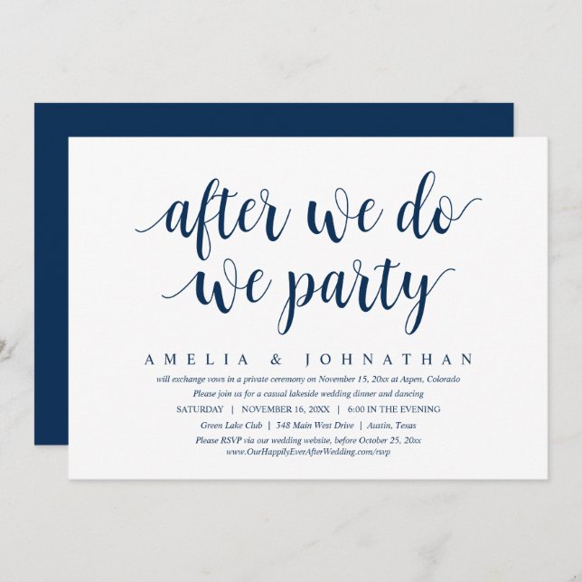 Invitación Después de que nos casamos, nos hacemos una fiesta (Anverso / Reverso)