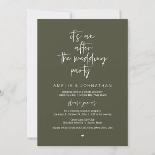 Invitación Después del boda, negro, Fiesta de Elopement