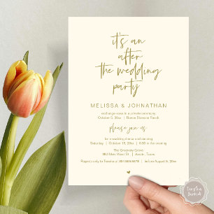 Invitación Después del boda, negro, Fiesta de Elopement