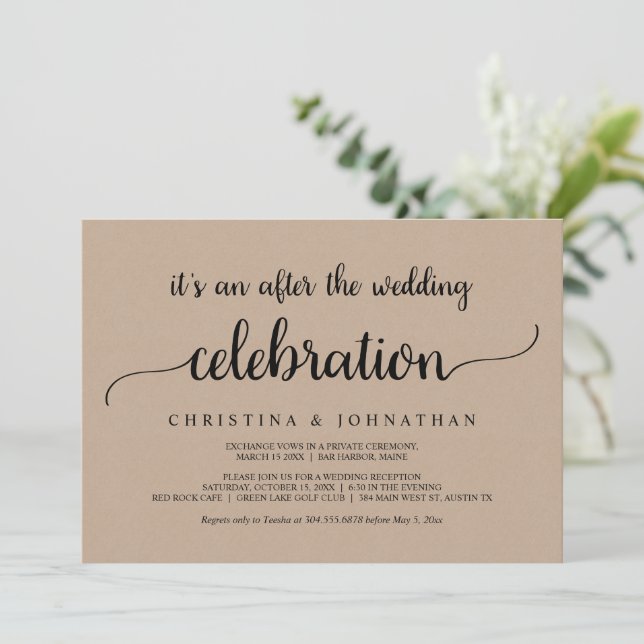 Invitación Después del brunch boda, el incidente del Kraft rú (Anverso de pie)