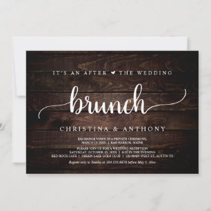 Invitación Después Del Brunch Boda, Fiesta Rústico Del Elopem