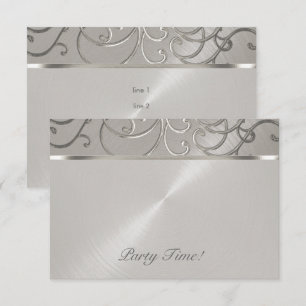 Invitación Después del Fiesta Elegant All Silver Filigree Swi