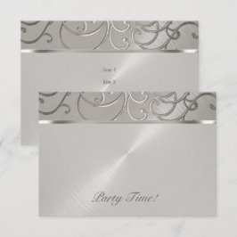 Invitación Después del Fiesta Elegant All Silver Filigree Swi