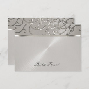 Invitación Después del Fiesta Elegant All Silver Filigree Swi
